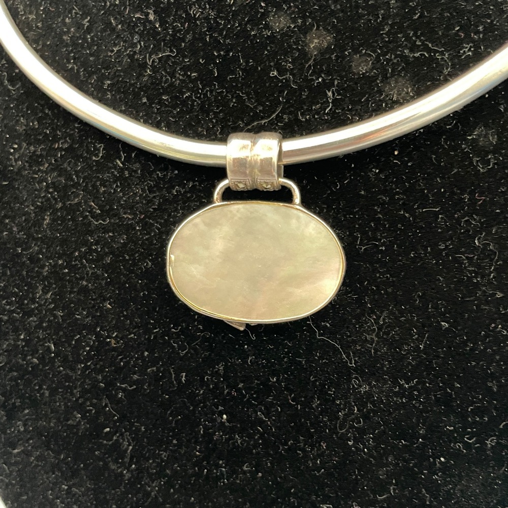 Sterling Silver Mother of Pearl Marcasite Two Sided Floral Pendant LOOK - Picture 4 of 6